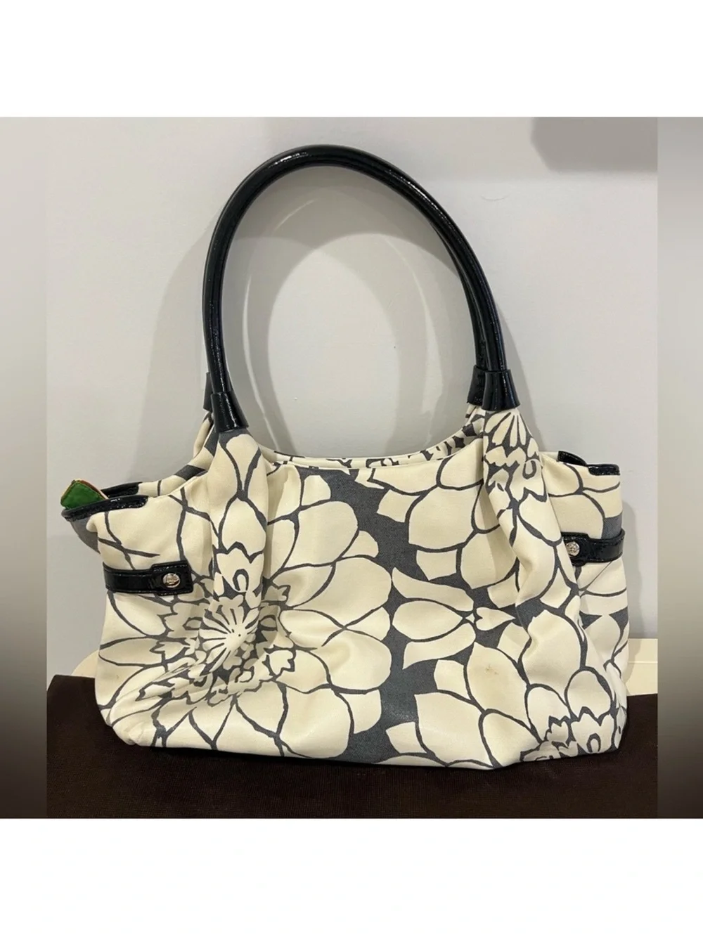 kate spade Black and Cream Floral Canvas Tote